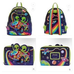 Loungefly Lisa Frank Alien ZOOMER & ZORBIT™ GLOW Mini Backpack & Wallet Set